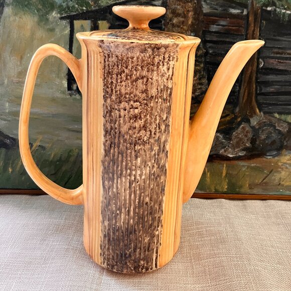 Vintage 1970's Price Kensington Phoenician Large Coffee Pot, Wood Look Style - Picture 4 of 10